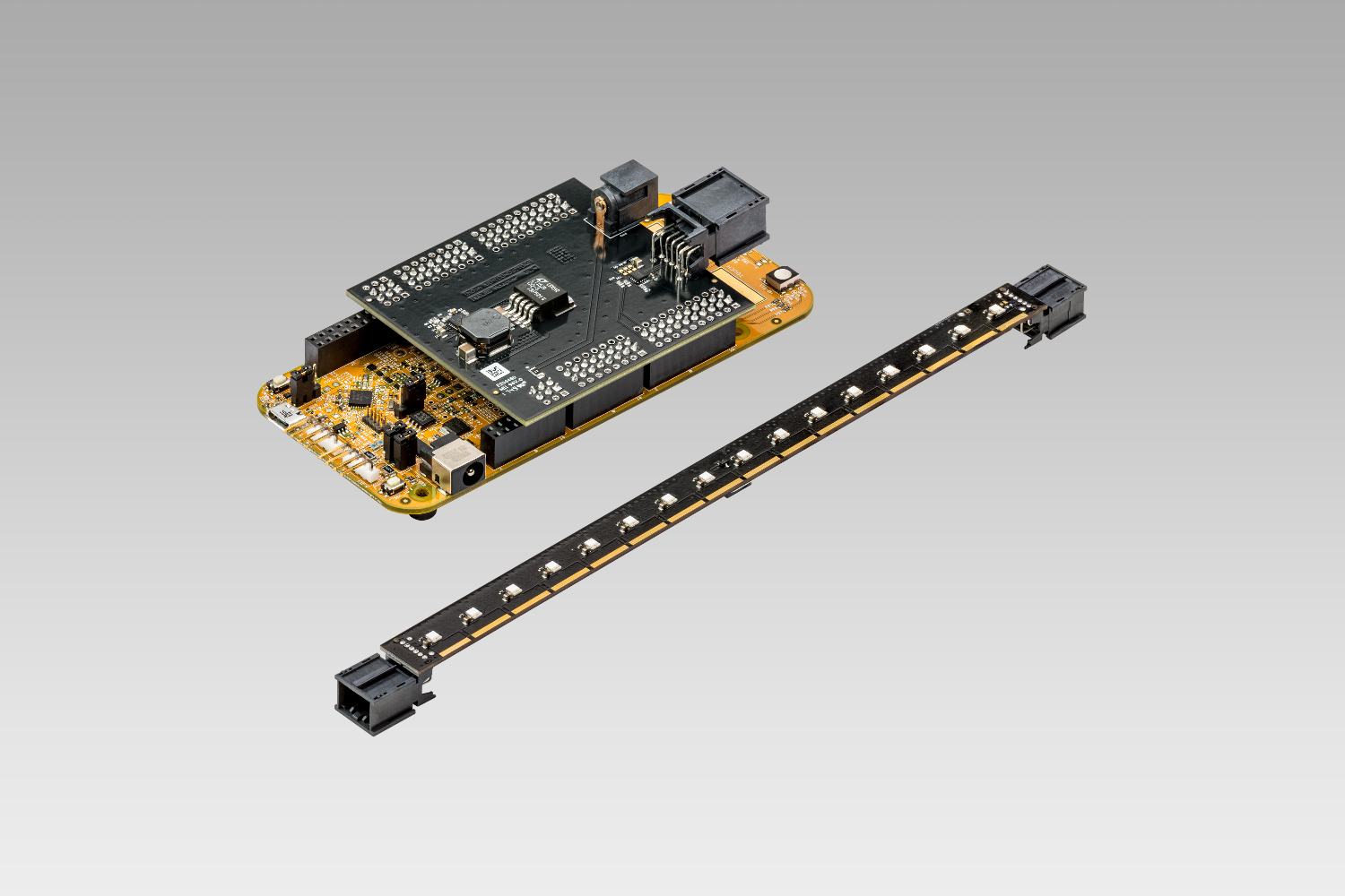 S32K Base Board, Flex Strip & Mounted Power Adapter Board